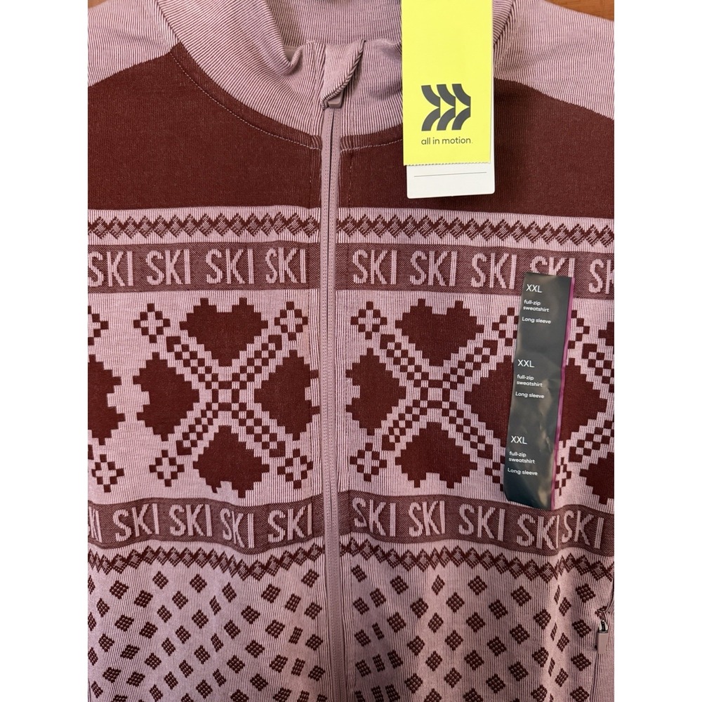Women's All In Motion Seamless Fair Isle Printed Full Zip Sweatshirt Ski XXL - Picture 4 of 6